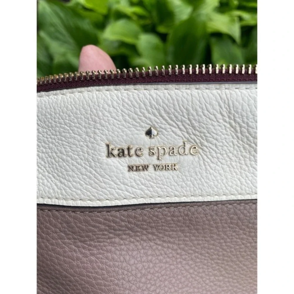 Kate Spade Colorblock Pebbled Leather Bag‎ Triple Compartment Crossbody Taupe